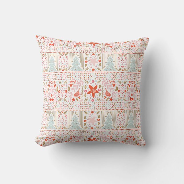 Festive Pastel Merry Christmas Holiday Cushion (Front)