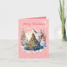 Festive Pastel Pink Christmas Card