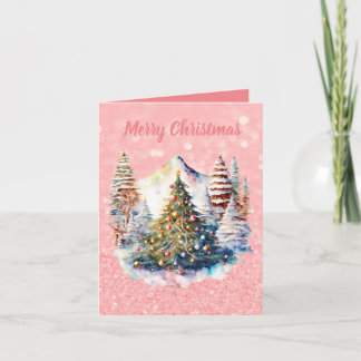 Festive Pastel Pink Christmas Card