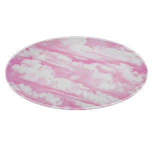 Festive Pastel Pink happy Clouds Cutting Board