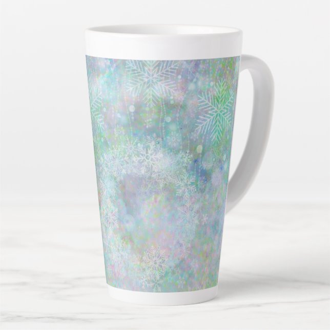 Festive Pastel Snowflake Design  Latte Mug (Right Angle)