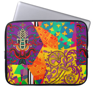 Festive patchwork in indian, turkish, italian, por laptop sleeve