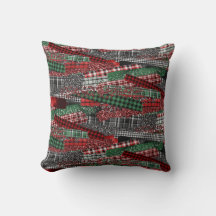 Festive Patchwork Plaid & Glitter Holiday Accent
