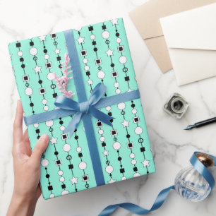 Festive pattern with string beads and jewelry star wrapping paper