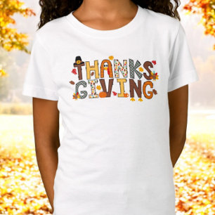 Festive Patterned Thanksgiving Elements T-Shirt