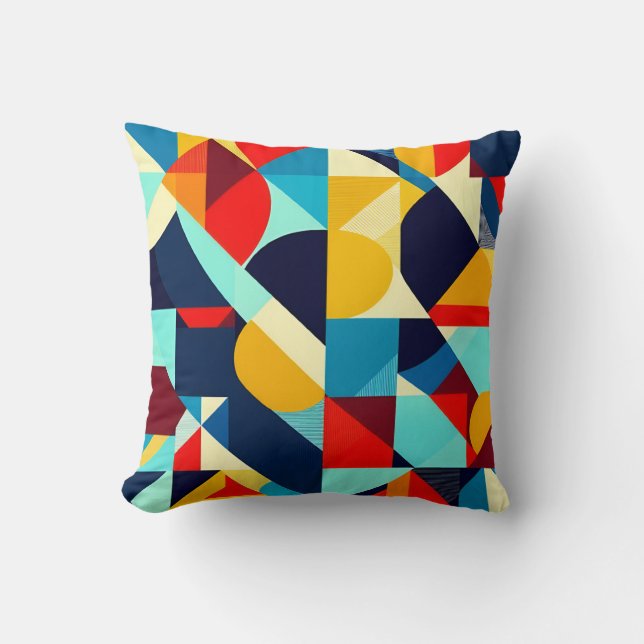 Festive-patterned Throw Pillow with Vibrant Patter (Front)