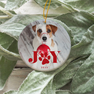 Festive Paws   Pet Photo Ceramic Tree Decoration