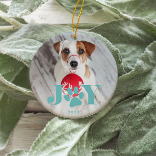 Festive Paws   Pet Photo Ceramic Tree Decoration