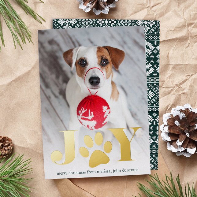 Festive Paws | Pet Photo Foil Holiday Card (Creator Uploaded)