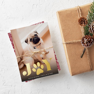 Festive Paws   Pet Photo Foil Holiday Card