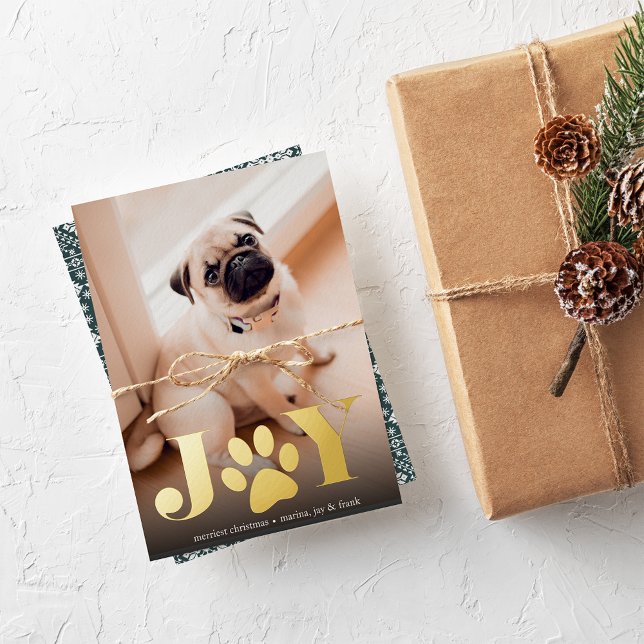 Festive Paws | Pet Photo Foil Holiday Card (Creator Uploaded)