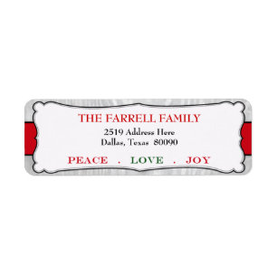 Festive Peace Love & Joy Christmas Label