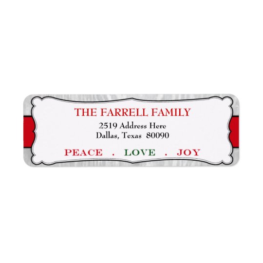 Festive Peace Love & Joy Christmas Label Return Address Label