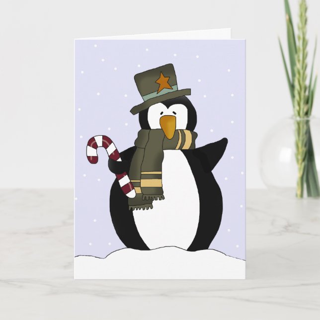 Festive Penguin Christmas Card (Front)