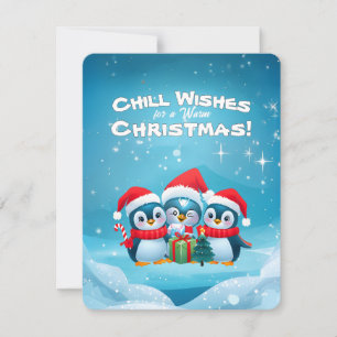 Festive Penguin Cute Christmas Scene Holiday Card