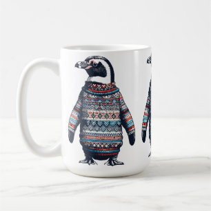 Festive Penguin in a Colourful Sweater Coffee Mug