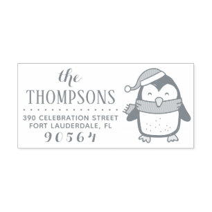Festive Penguin Modern Christmas Return Address Self-inking Stamp