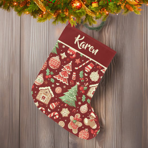 Festive Personalised Christmas Burgundy Large Christmas Stocking
