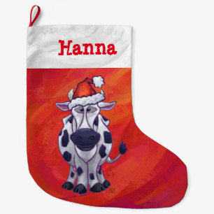 Festive Personalised Cow Christmas Large Christmas Stocking