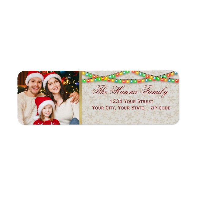 Festive Personalised Family Photo Christmas Lights (Front)