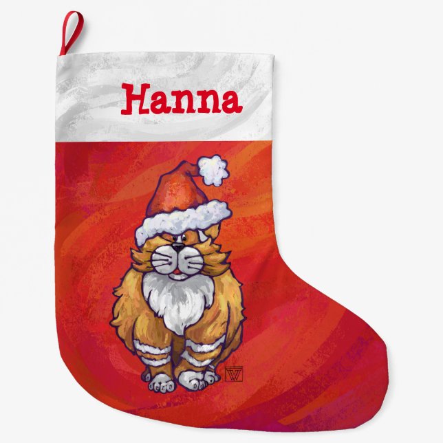 Festive Personalised Ginger Christmas Large Christmas Stocking (Front)