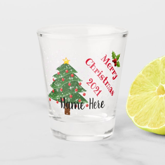 Festive Personalised Name Christmas Shot Glass (Front)