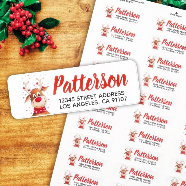 Festive Personalised Reindeer Mailing Labels (Creator Uploaded)