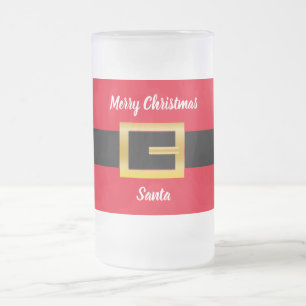 Festive Personalised Santa Design  Frosted Glass Beer Mug