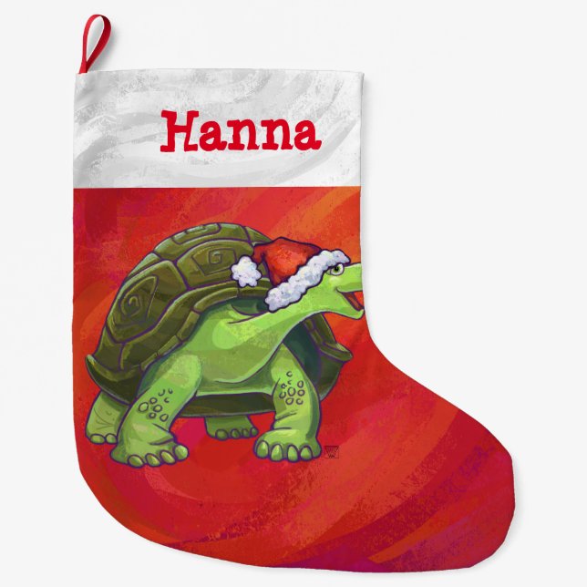 Festive Personalised Tortoise Christmas Large Christmas Stocking (Front)