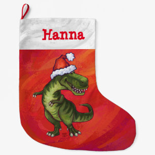 Festive Personalised Tyrannosaurus Christmas Large Christmas Stocking