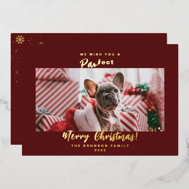 Festive Pet Photo Merry Christmas Foil Holiday Car (Front/Back)