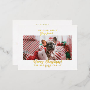 Festive Pet Photo Merry Christmas Foil Holiday Postcard