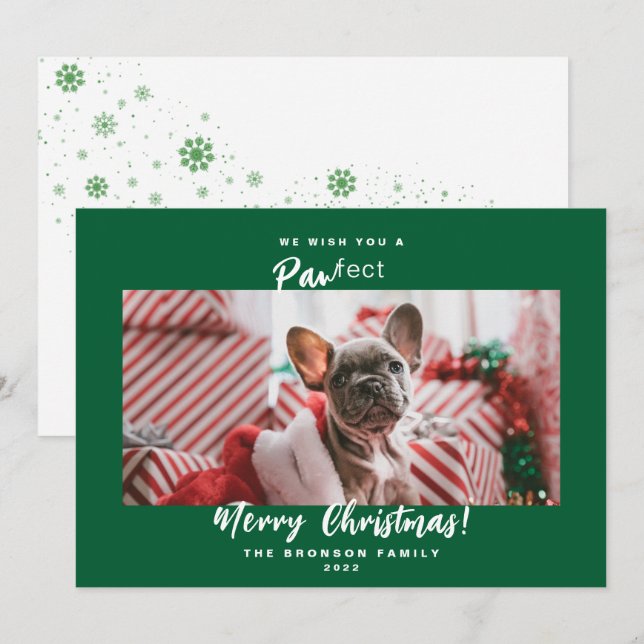 Festive Pet Photo Merry Christmas  Holiday Card (Front/Back)