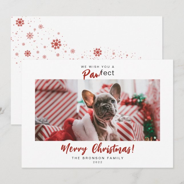 Festive Pet Photo Merry Christmas Script Holiday Card (Front/Back)