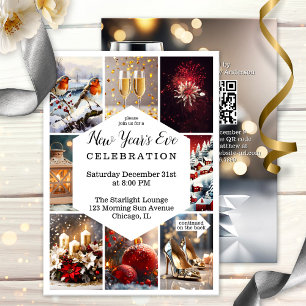 Festive Photo Collage New Year's Eve Party Invitation