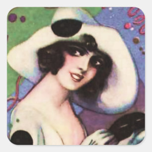 Festive Pierrette in Celebration by Sophia Chiostr Square Sticker