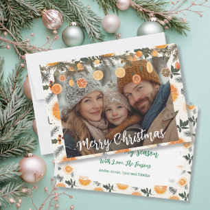 Festive Pine and Oranges Christmas Personalised  Card