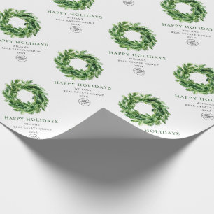 Festive Pine Branch Wreath Holiday Christmas Wrapping Paper