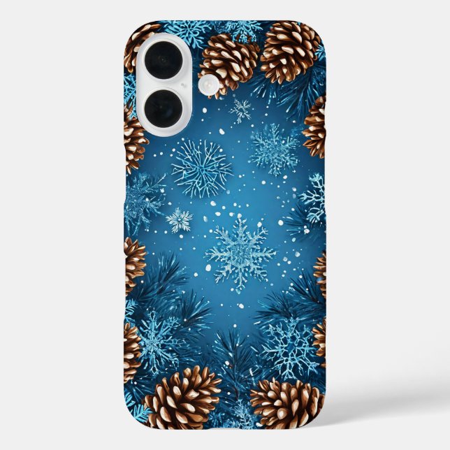 Festive Pine Cones and Snowflakes Case-Mate iPhone Case (Back)