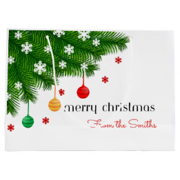 Festive Pine & Ornaments Personalised Large Gift Bag