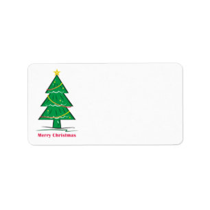Festive Pine Tree Merry Christmas Blank Label