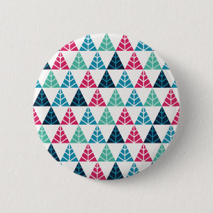 Festive Pine Triangle Mosaic Abstract Christmas I 6 Cm Round Badge