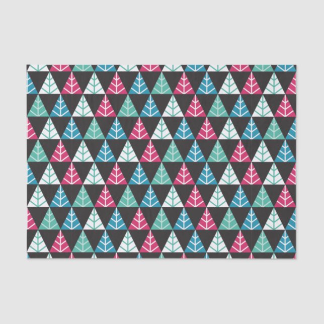 Festive Pine Triangle Mosaic Abstract Christmas II Tissue Paper (Front)