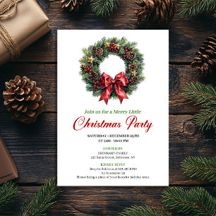 Festive Pine Wreath Christmas Party Editable Card
