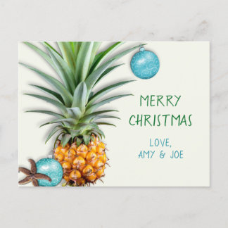 Festive Pineapple Tropical Christmas Postcard