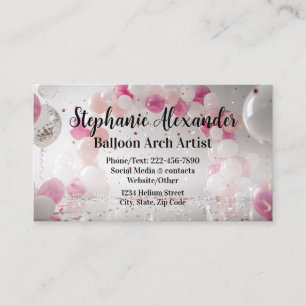 Festive Pink Balloon Arch Artist Party Planner Business Card