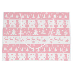 Festive Pink Christmas Large Gift Bag