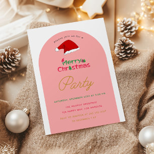 Festive Pink Christmas Party Invitation 