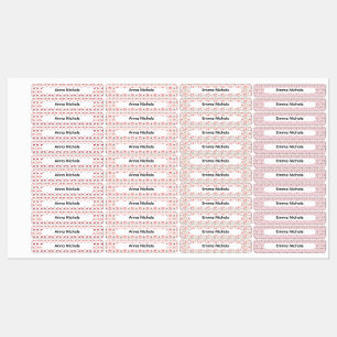 Festive Pink Christmas Patterns Name Labels