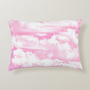 Festive Pink Clouds Decorative Cushion